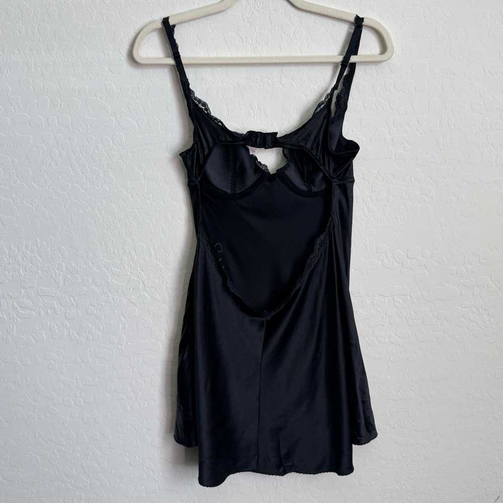 VTG Victorias Secret Black Silk Rose Embroidered Slip Dress 36B Y2K Whimisgoth - Picture 11 of 11